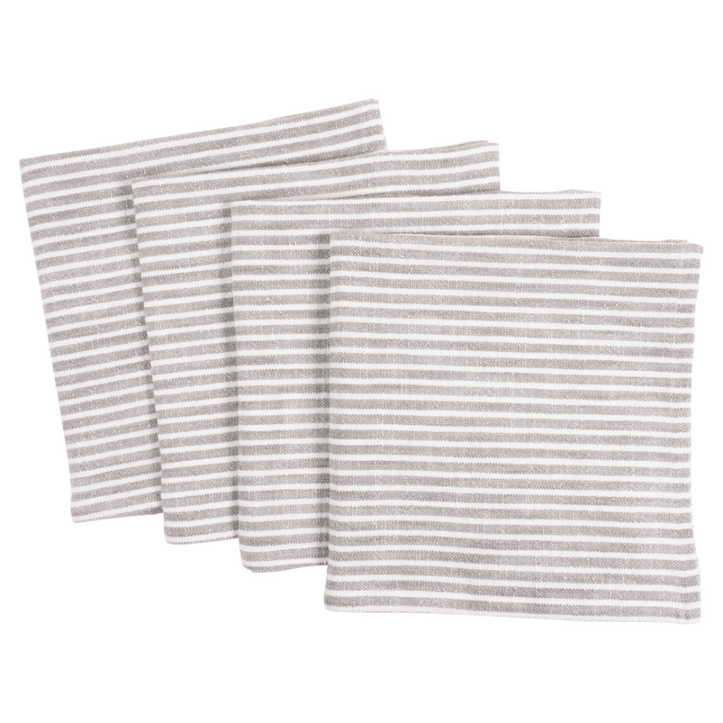 GREY STRIPED NAPKINS - SET OF 4 - 20" x 20"
